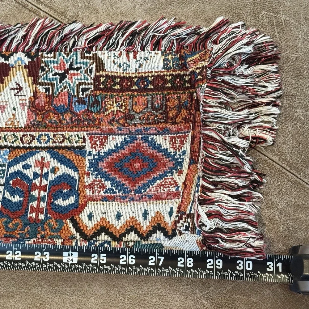 Tapestry Rug Pants Mens 32 Fringe Flare Boho Maximalist Festival Statement